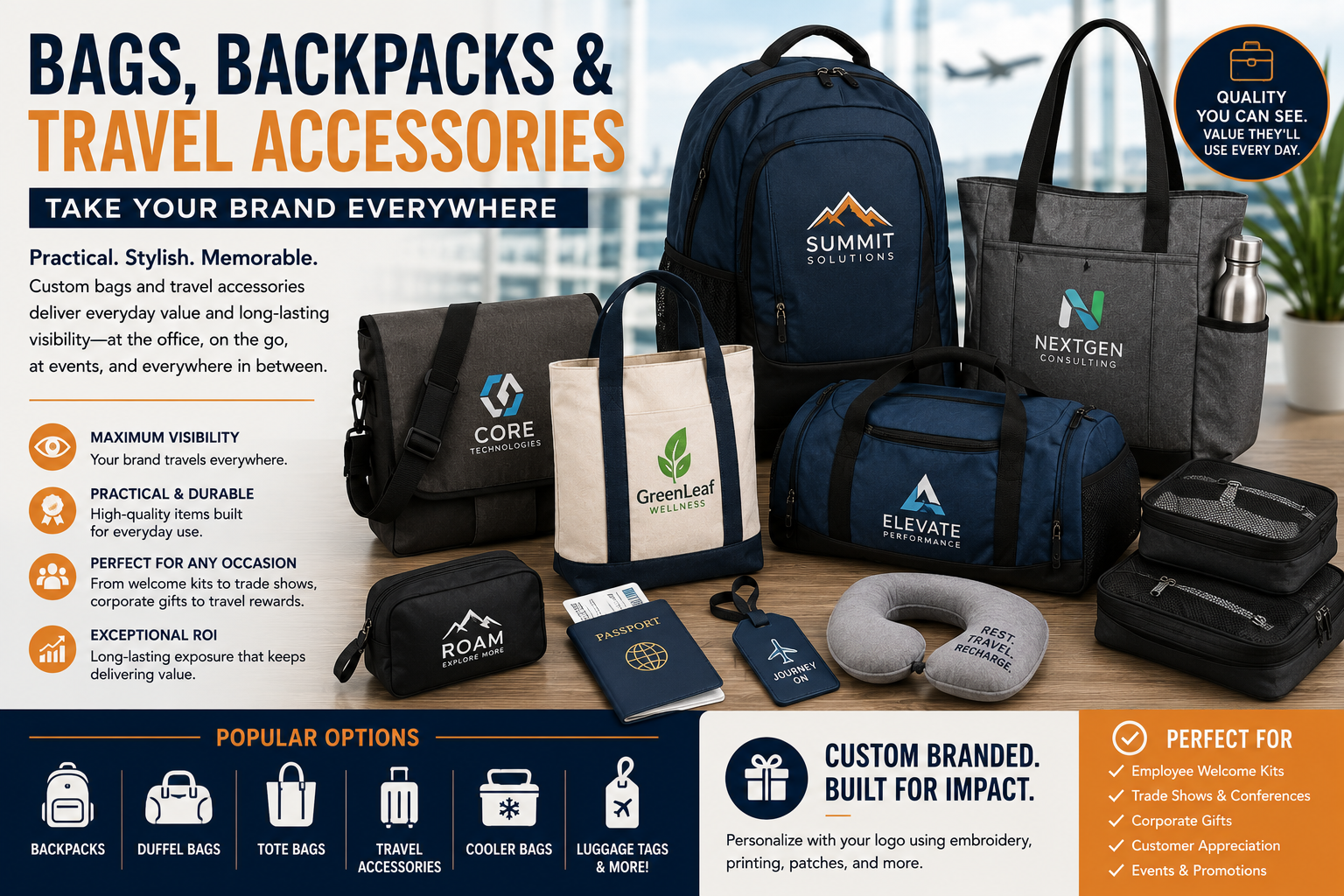 Bags, Backpacks & Travel Accessories: Take Your Brand Everywhere